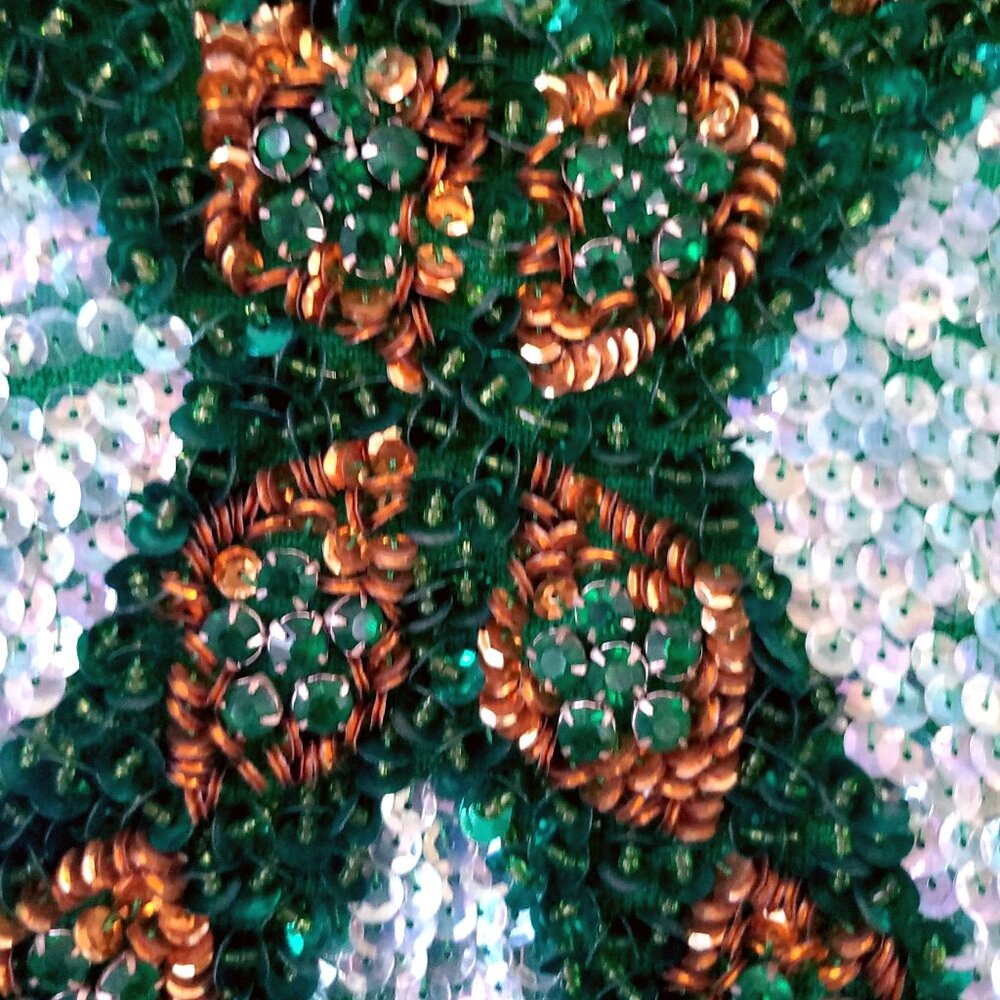 Vintage Sequin Beaded Green Skirt Set Size L 60s NWOT Cocktail Evening Wear - Picture 5 of 13